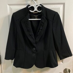 White House Black Market Women’s Black Blazer Ruffles Formal Party Size 8 Petite